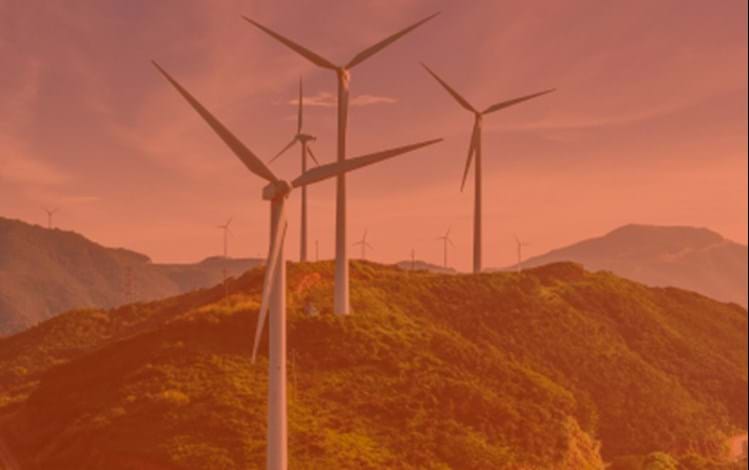 Wind turbines on hills
