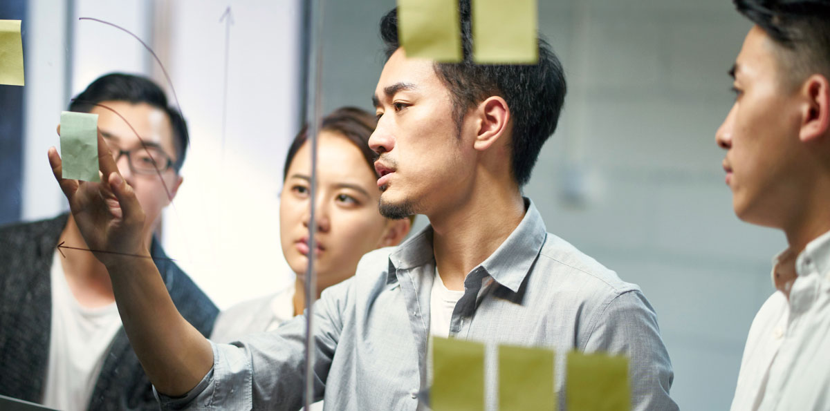 Young business people brainstorming