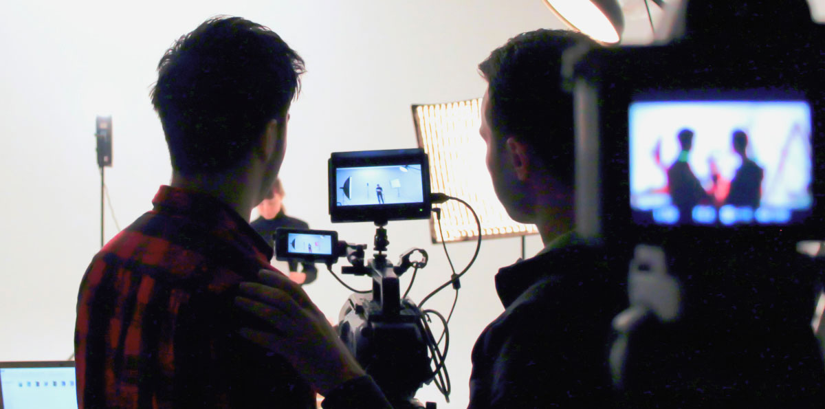 Team working in a film studio